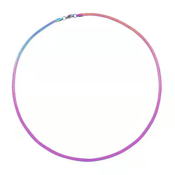 NWT Titanium Rainbow Stainless Steel 4mm Herringbone Snake Chain 21" - Picture 9 of 12